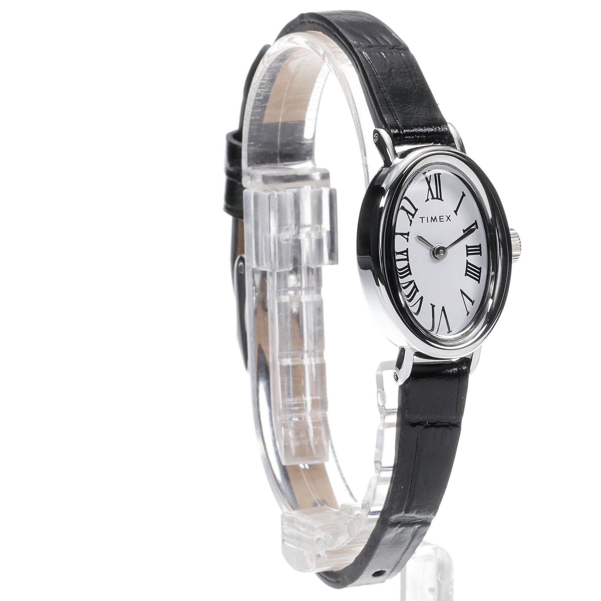 zegarek Timex TW2W78400 Cavatina Silver Black Leather Strap 19mm Damskie mineralne
