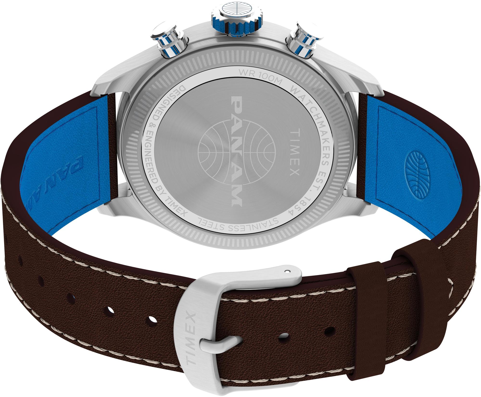 zegarek Timex TW2Y38700 Timex x Pan Am Waterbury Ace Chronograph 41mm Leather Strap Watch - miniatura 10
