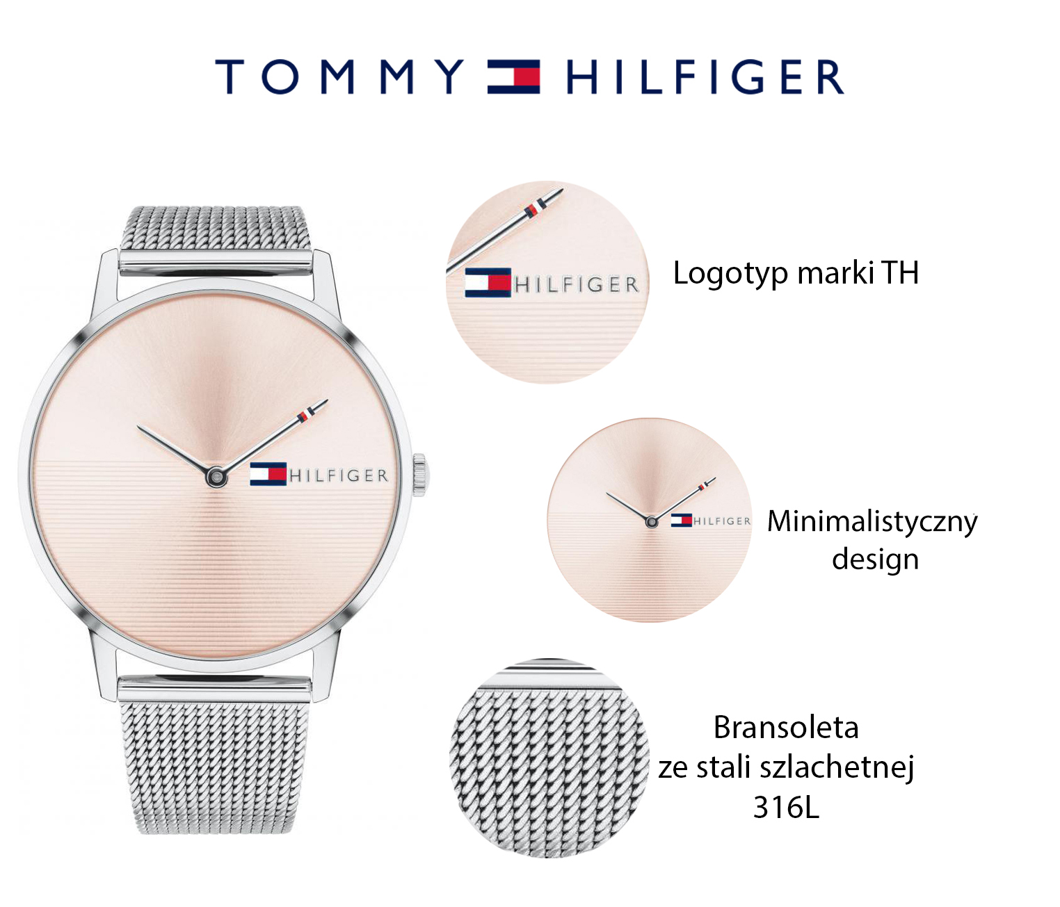 zegarek Tommy Hilfiger 1781970 srebrny Damskie