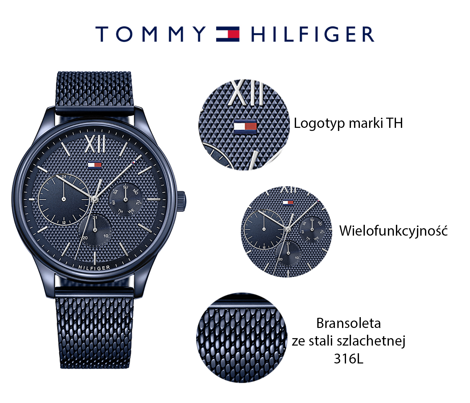 zegarek Tommy Hilfiger 1791421 niebieski Męskie - miniatura 7