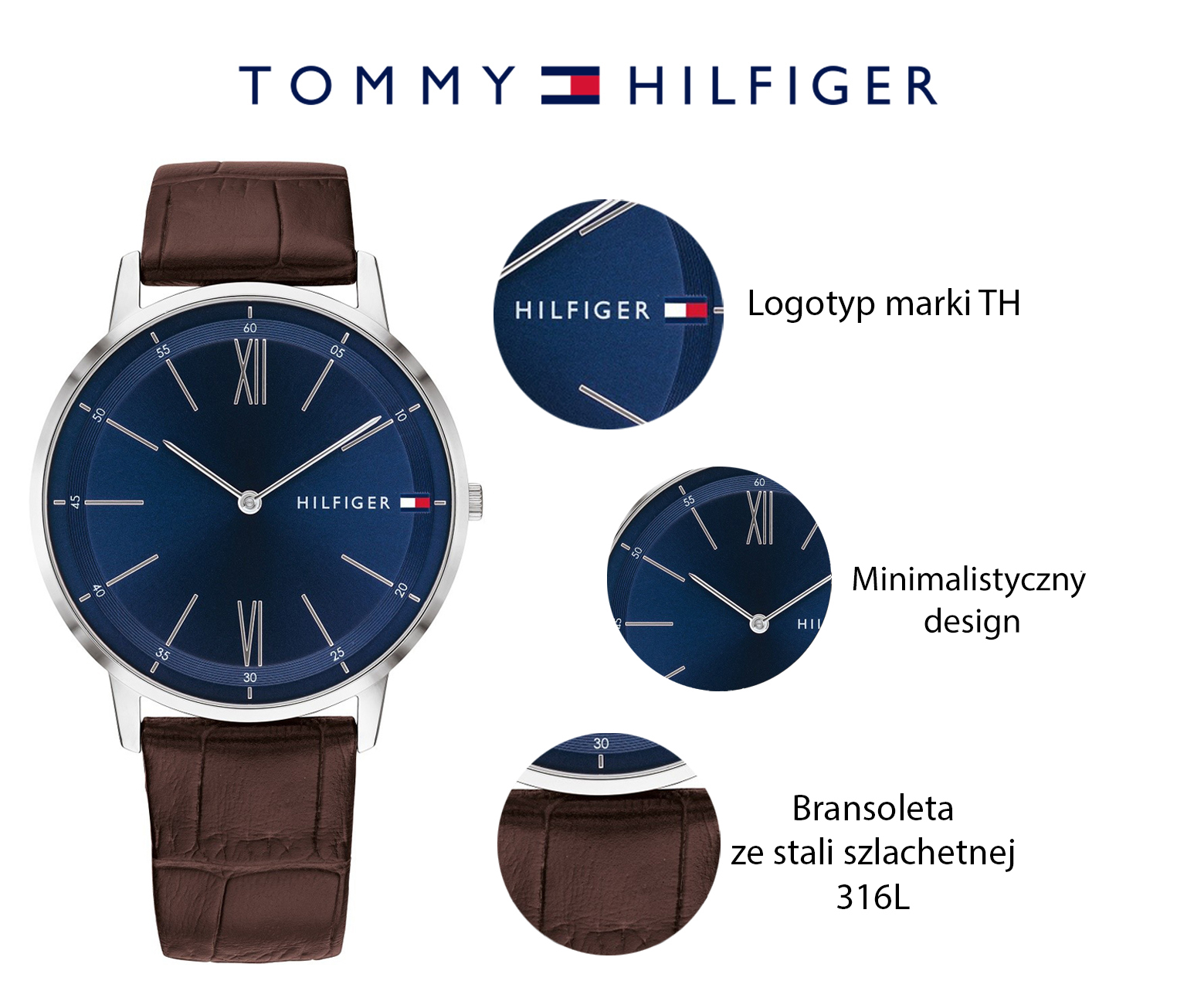 zegarek Tommy Hilfiger 1791514 srebrny Męskie