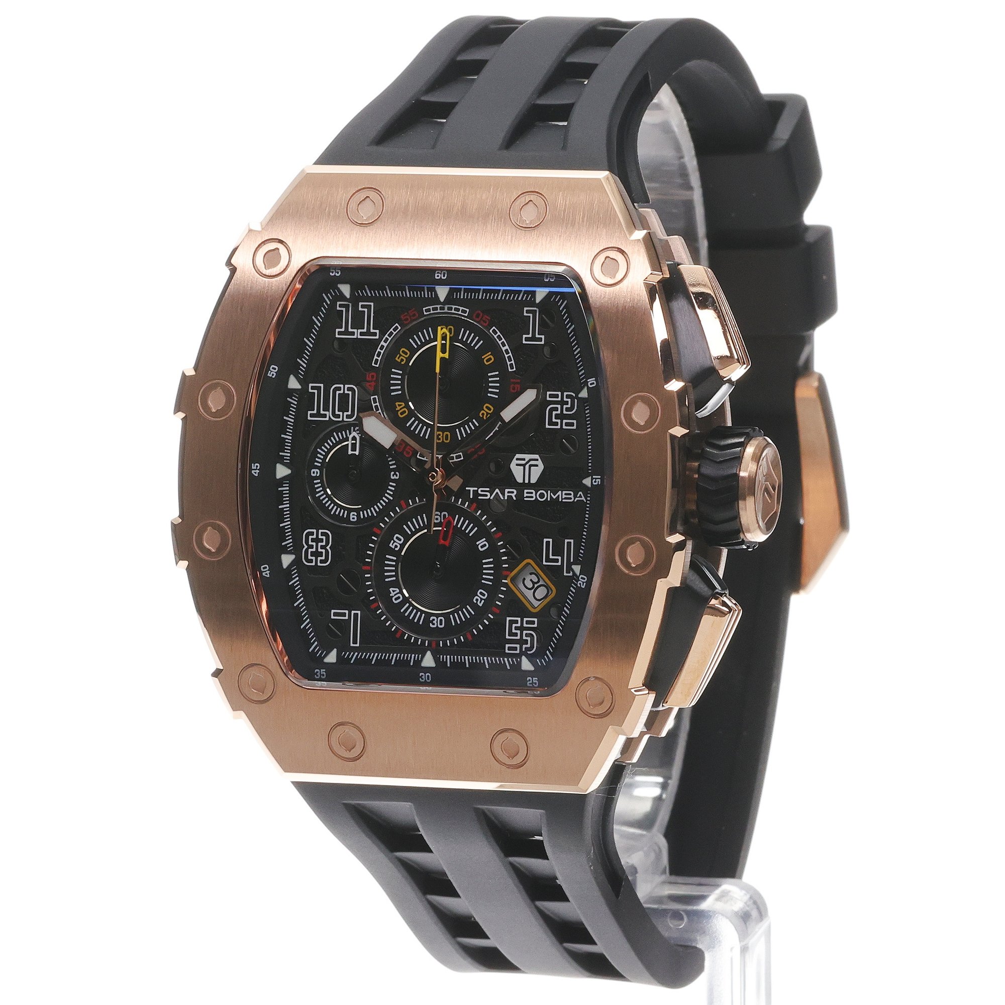 zegarek Tsar Bomba TB8204Q-35 Elemental Calendar Golden Black Elemental szafirowe - miniatura 2