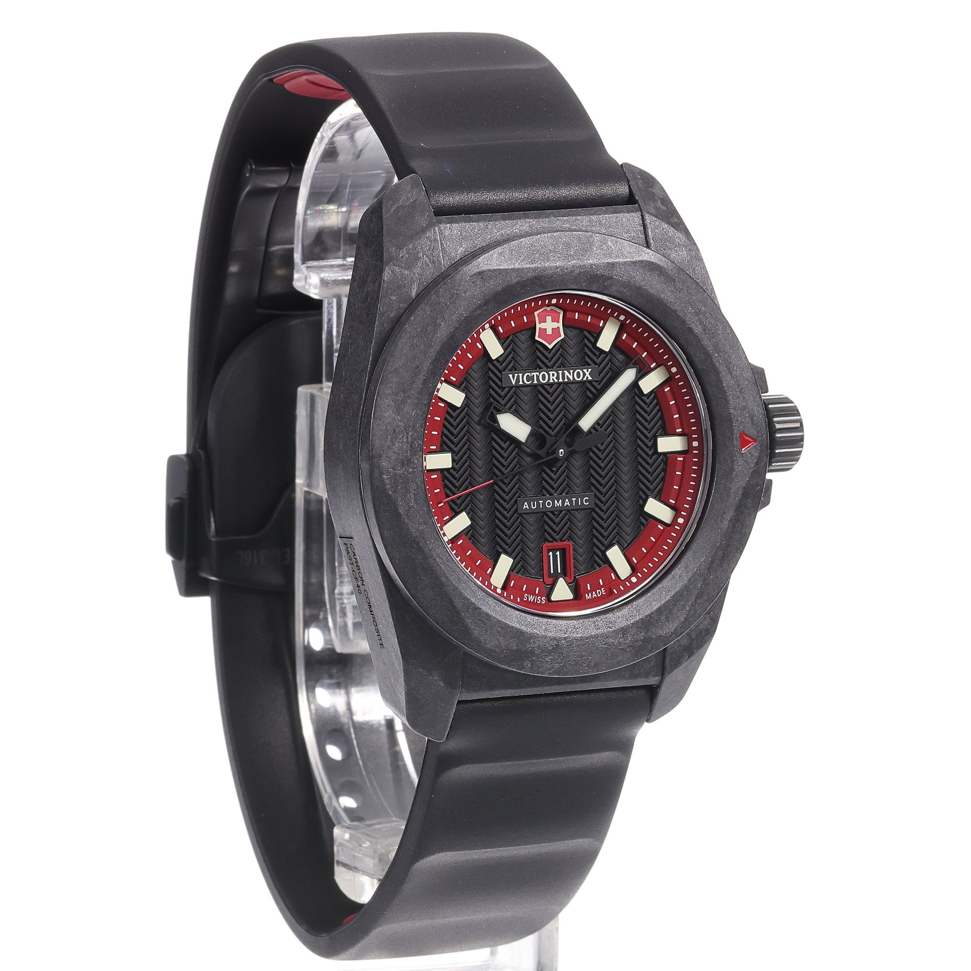 zegarek Victorinox 2420241 INOX Automatic Carbon Red INOX szafirowe - miniatura 3
