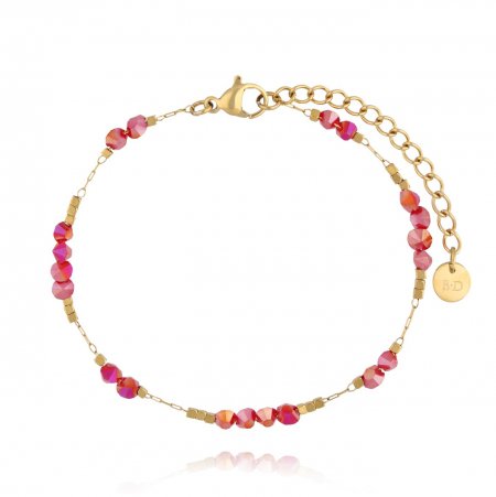 Biżuteria By Dziubeka BSC2260 Bransoletka złota z czerwonymi kryształkami