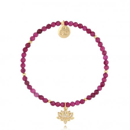 Biżuteria By Dziubeka BTW2264 Bransoletka z rubinami i kwiatem lotosu Ruby Flower