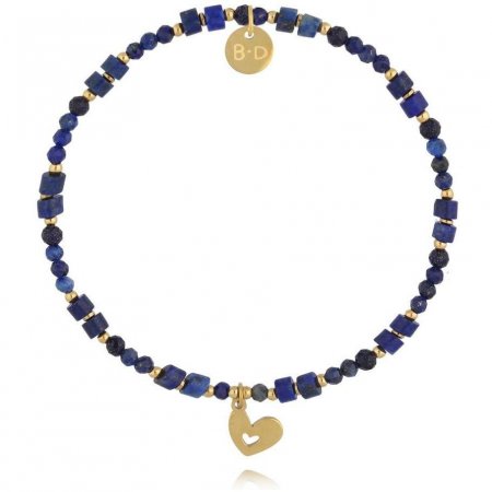 Biżuteria By Dziubeka BTW3504 Bransoletka z lapisu lazuli z zawieszką w kształcie serca