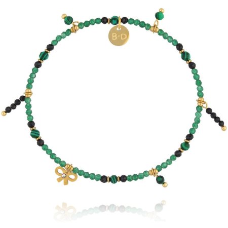 Biżuteria By Dziubeka BTW3563 Bransoletka z zielonych kamieni z kokardką