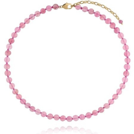 Biżuteria By Dziubeka NPA1730 Naszyjnik z różowymi fasetowanymi jadeitami Rosy Glow