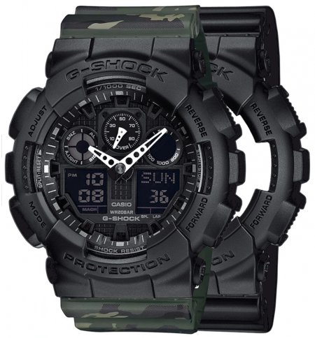 Zegarek męski G-SHOCK SET GA-100-1A1ER + BEZEL 10358741 + PASEK 10561429
