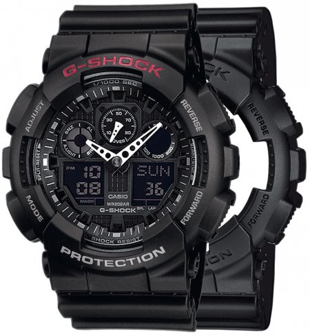Zegarek męski G-SHOCK SET GA-100-1A1ER + BEZEL 10378531 + PASEK 10347688