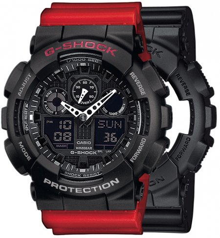 Zegarek męski G-SHOCK SET GA-100-1A1ER + BEZEL 10378531 + PASEK 10395226