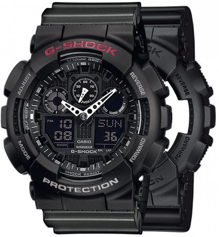 Zegarek męski G-SHOCK SET GA-100-1A1ER + BEZEL 10378531 + PASEK 10467764