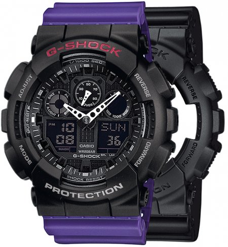Zegarek męski G-SHOCK SET GA-100-1A1ER + BEZEL 10378531 + PASEK 10498156
