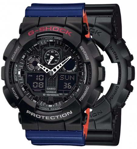 Zegarek męski G-SHOCK SET GA-100-1A1ER + BEZEL 10378531 + PASEK 10527467