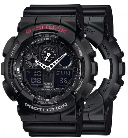 Zegarek męski G-SHOCK SET GA-100-1A1ER + BEZEL 10378531 + PASEK 10553868