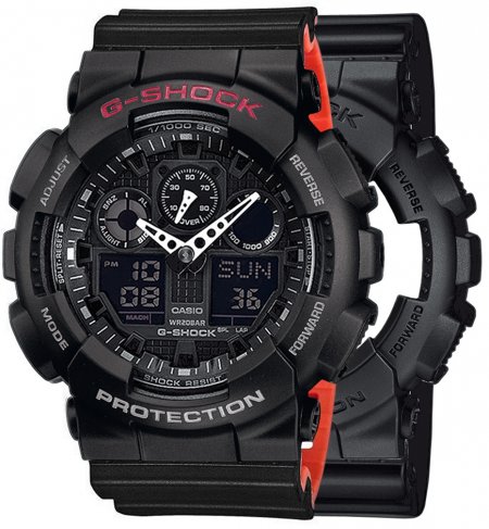 Zegarek męski G-SHOCK SET GA-100-1A1ER + BEZEL 10378531 + PASEK 10577142