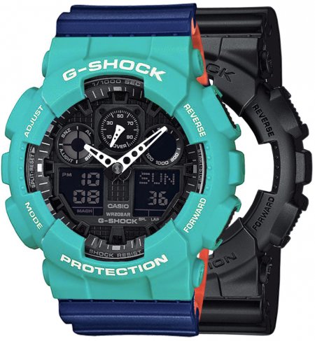 Zegarek męski G-SHOCK SET GA-100-1A1ER + BEZEL 10410475 + PASEK 10527467