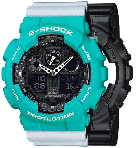 Zegarek męski G-SHOCK SET GA-100-1A1ER + BEZEL 10410475 + PASEK 10527469