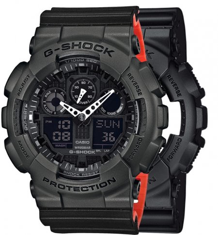 Zegarek męski G-SHOCK SET GA-100-1A1ER + BEZEL 10467795 + PASEK 10577142