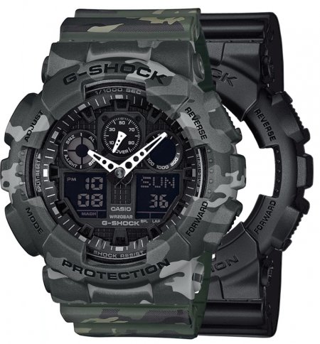 Zegarek męski G-SHOCK SET GA-100-1A1ER + BEZEL 10507071 + PASEK 10561429