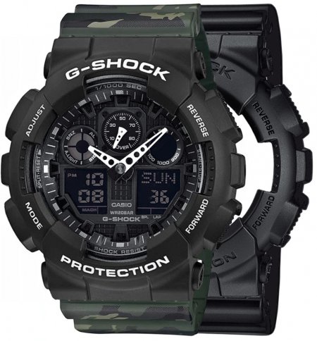 Zegarek męski G-SHOCK SET GA-100-1A1ER + BEZEL 10508136 + PASEK 10561429