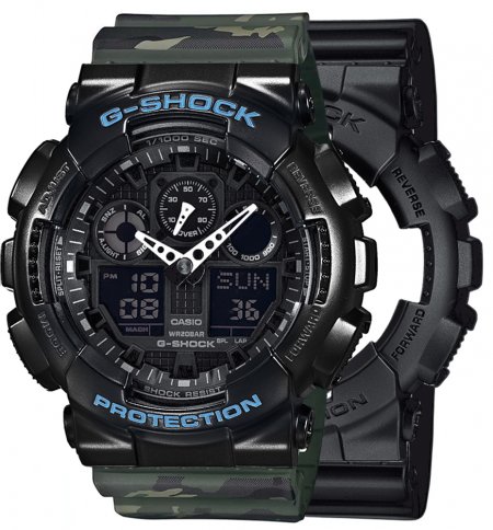 Zegarek męski G-SHOCK SET GA-100-1A1ER + BEZEL 10514393 + PASEK 10561429