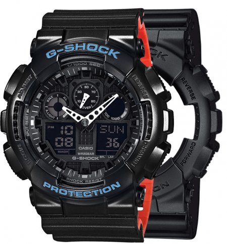 Zegarek męski G-SHOCK SET GA-100-1A1ER + BEZEL 10514393 + PASEK 10577142