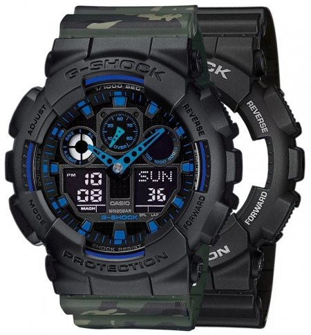 Zegarek męski G-SHOCK SET GA-100-1A2ER + BEZEL 10358741 + PASEK 10561429