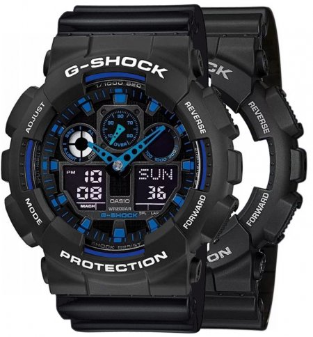 Zegarek męski G-SHOCK SET GA-100-1A2ER + BEZEL 10508136 + PASEK 10347688