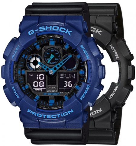 Zegarek męski G-SHOCK SET GA-100-1A2ER + BEZEL 10527398 + PASEK 10347688