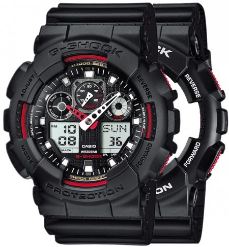 Zegarek męski G-SHOCK SET GA-100-1A4ER + BEZEL 10358741 + PASEK 10347688