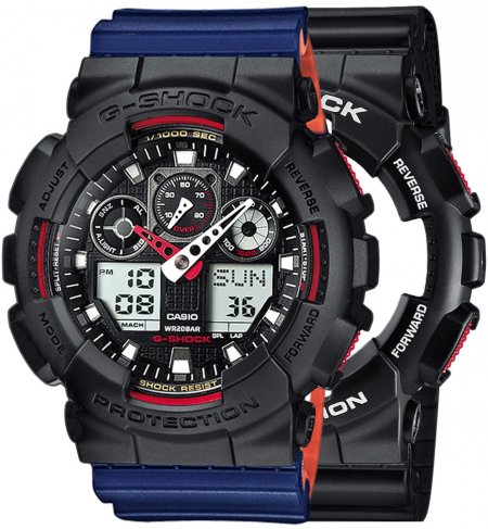 Zegarek męski G-SHOCK SET GA-100-1A4ER + BEZEL 10358741 + PASEK 10527467