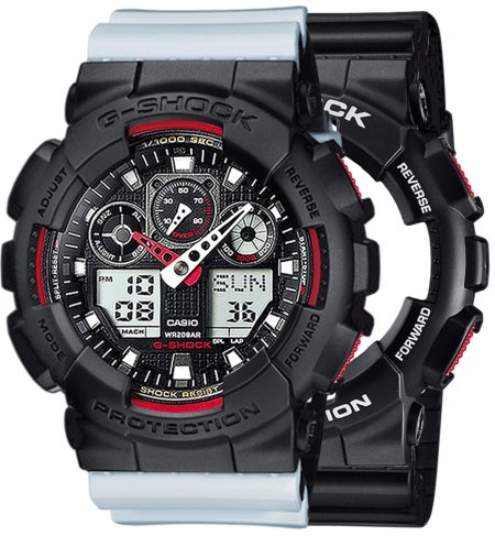 Zegarek męski G-SHOCK SET GA-100-1A4ER + BEZEL 10358741 + PASEK 10527469