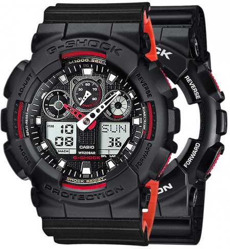 Zegarek męski G-SHOCK SET GA-100-1A4ER + BEZEL 10358741 + PASEK 10577142