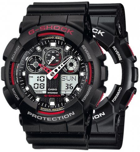 Zegarek męski G-SHOCK SET GA-100-1A4ER + BEZEL 10378531 + PASEK 10347688