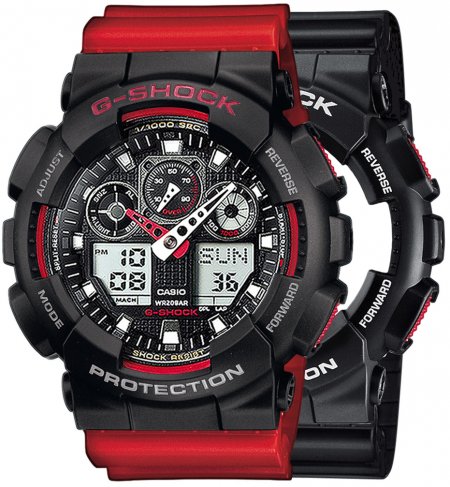 Zegarek męski G-SHOCK SET GA-100-1A4ER + BEZEL 10378531 + PASEK 10395226