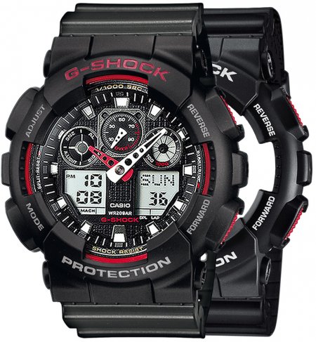 Zegarek męski G-SHOCK SET GA-100-1A4ER + BEZEL 10378531 + PASEK 10467764