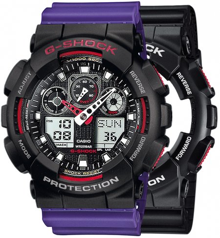 Zegarek męski G-SHOCK SET GA-100-1A4ER + BEZEL 10378531 + PASEK 10498156