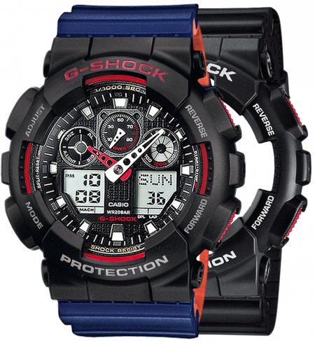 Zegarek męski G-SHOCK SET GA-100-1A4ER + BEZEL 10378531 + PASEK 10527467