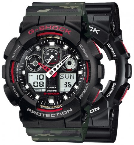 Zegarek męski G-SHOCK SET GA-100-1A4ER + BEZEL 10378531 + PASEK 10561429