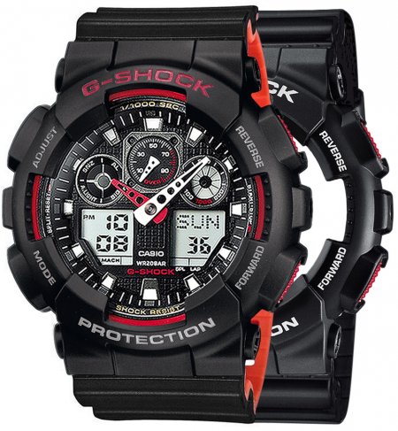 Zegarek męski G-SHOCK SET GA-100-1A4ER + BEZEL 10378531 + PASEK 10577142