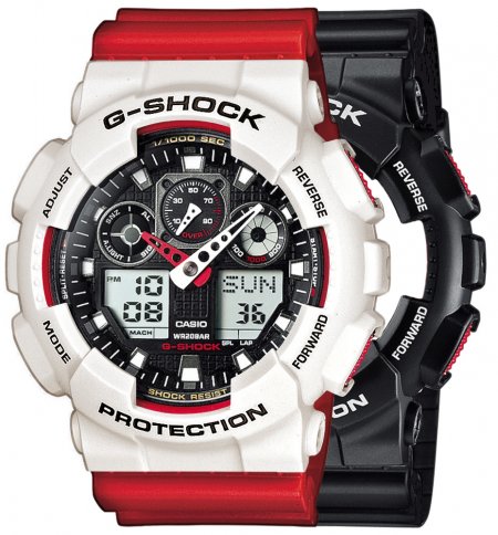 Zegarek męski G-SHOCK SET GA-100-1A4ER + BEZEL 10395292 + PASEK 10395226