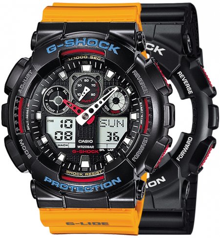 Zegarek męski G-SHOCK SET GA-100-1A4ER + BEZEL 10407691 + PASEK 10457913