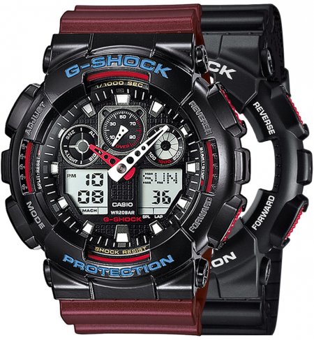 Zegarek męski G-SHOCK SET GA-100-1A4ER + BEZEL 10407691 + PASEK 10477355