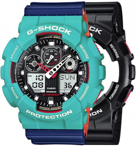 Zegarek męski G-SHOCK SET GA-100-1A4ER + BEZEL 10410475 + PASEK 10527467