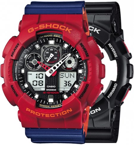 Zegarek męski G-SHOCK SET GA-100-1A4ER + BEZEL 10441433 + PASEK 10527467