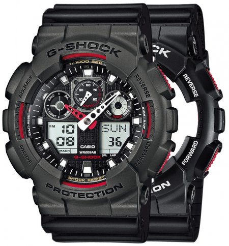 Zegarek męski G-SHOCK SET GA-100-1A4ER + BEZEL 10467795 + PASEK 10347688