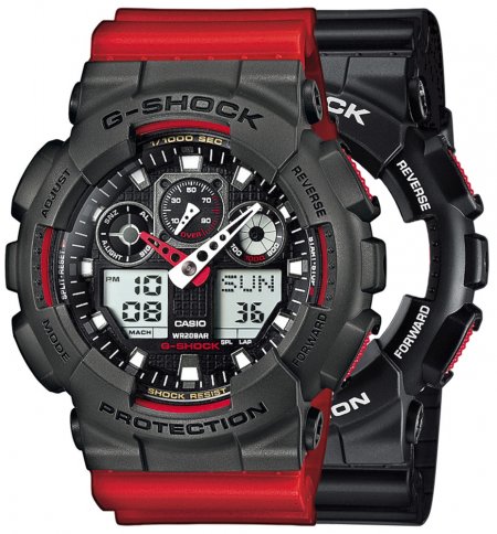 Zegarek męski G-SHOCK SET GA-100-1A4ER + BEZEL 10467795 + PASEK 10395226