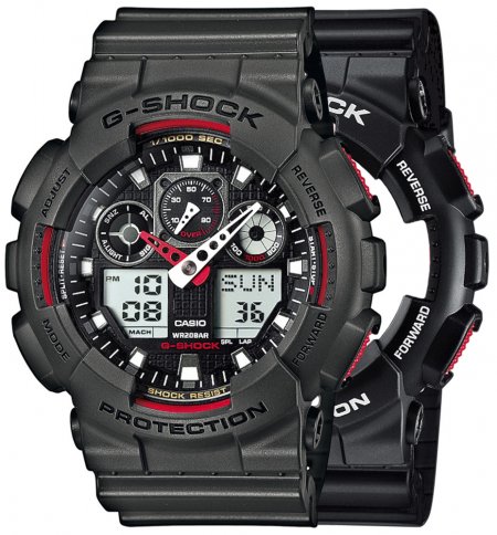 Zegarek męski G-SHOCK SET GA-100-1A4ER + BEZEL 10467795 + PASEK 10467764