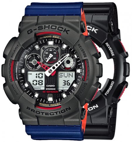 Zegarek męski G-SHOCK SET GA-100-1A4ER + BEZEL 10467795 + PASEK 10527467